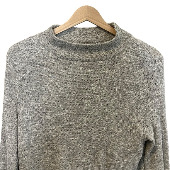 Free People Linen Boho Wrap Crossover Long Sleeve Sweater Top Size S Gray - Picture 6 of 10